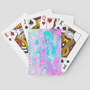 Aqua Blue and Hot Pink Hydrangea Landscape Playing Cards