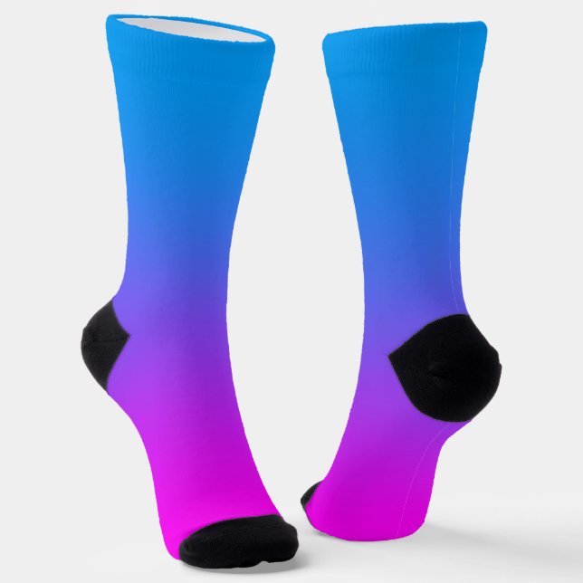 Aqua Blue and Hot Pink Ombre Socks (Angled)