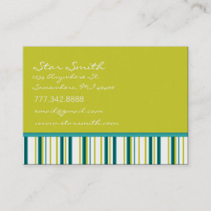 Aqua Blue and Lime with Stripes Business Card