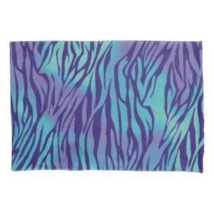 Aqua Blue And Purple Zebra Stripes Pillowcase