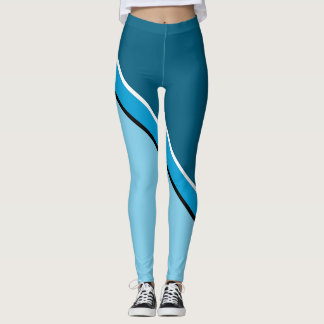 Aqua Blue and Turquoise Diagonal Leggings
