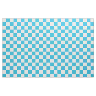 Aqua Blue And White Chequered Fabric