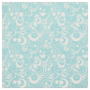 Aqua Blue and White Circles Abstract Fabric 2