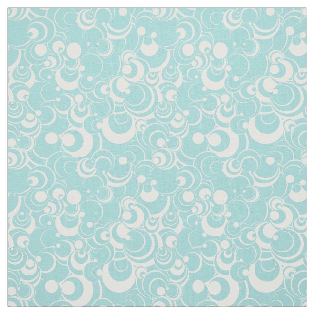 Aqua Blue and White Circles Abstract Fabric 2 (Swatch)