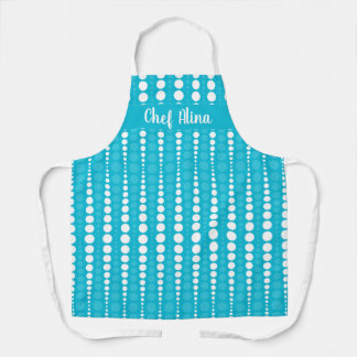 Aqua Blue and White Polka Dot Middium Apron