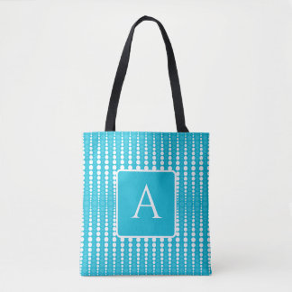 Aqua Blue and White Polka Dot Tote