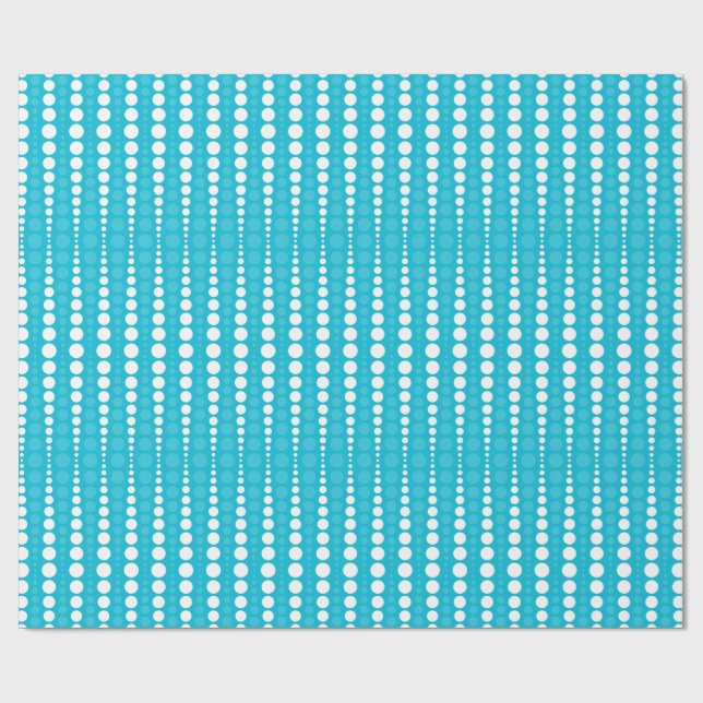 Aqua Blue and White Polka Dots Wrapping Paper (Flat)