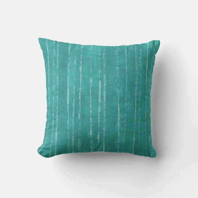 Aqua blue and white stripe pattern cushion (Front)