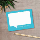 Aqua Blue and White Talk Bubble Personalised Name