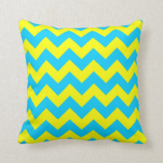 Aqua Blue and Yellow Zigzag Cushion