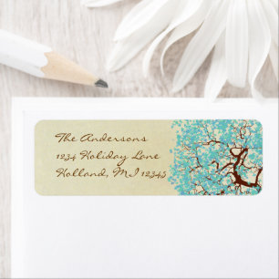 Aqua Blue Aqua Tree Return Address Return Address Label