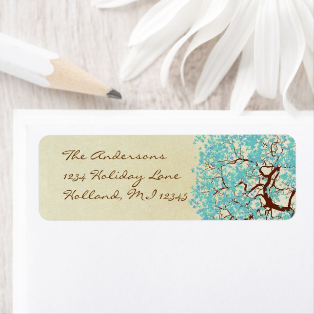 Aqua Blue Aqua Tree Return Address Return Address Label (Insitu)
