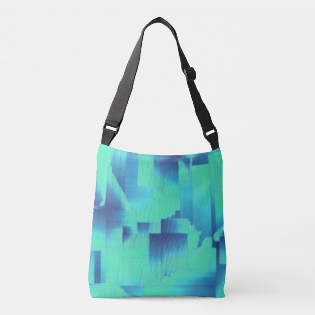 Aqua Blue Art Deco Crossbody Bag (Front)