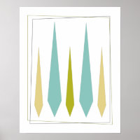 Aqua Blue Avocado Green Yellow Funky Diamonds