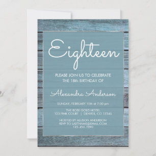 Aqua Blue Beach House 18th Birthday Party Invitation