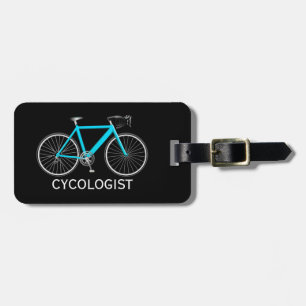 Aqua Blue Bicycle On Black Luggage Tag