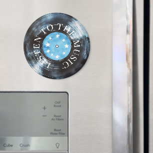 Aqua Blue Black Record Music Magnet