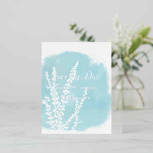 Aqua Blue Botanical Watercolor Wash Foil Invitati Invitation Postcard