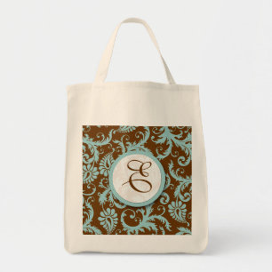 Aqua Blue Bride's Tote Vintage Floral Wedding Bag