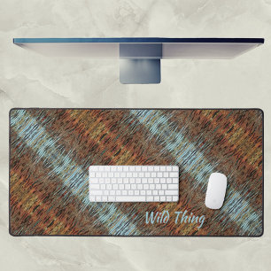 Aqua Blue Brown and Orange Wild Tribal Abstract Desk Mat