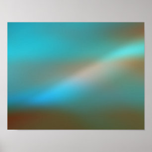 Aqua Blue & Brown Glow #1 Abstract Art Poster