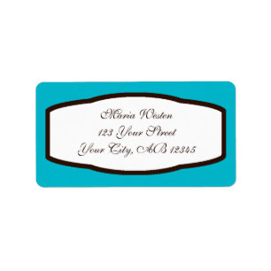 Aqua Blue Brown & White Return Address Labels