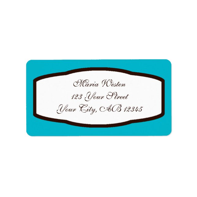 Aqua Blue Brown & White Return Address Labels (Front)