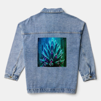 Aqua Blue Cactus Denim Jacket