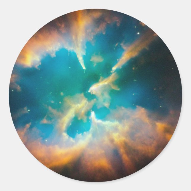Aqua Blue Celestial Splendid Nebula Photo Classic Round Sticker (Front)