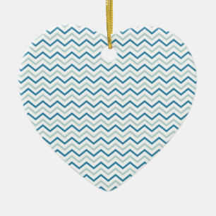 Aqua Blue Chevron Pattern Ceramic Tree Decoration