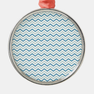 Aqua Blue Chevron Pattern Metal Tree Decoration