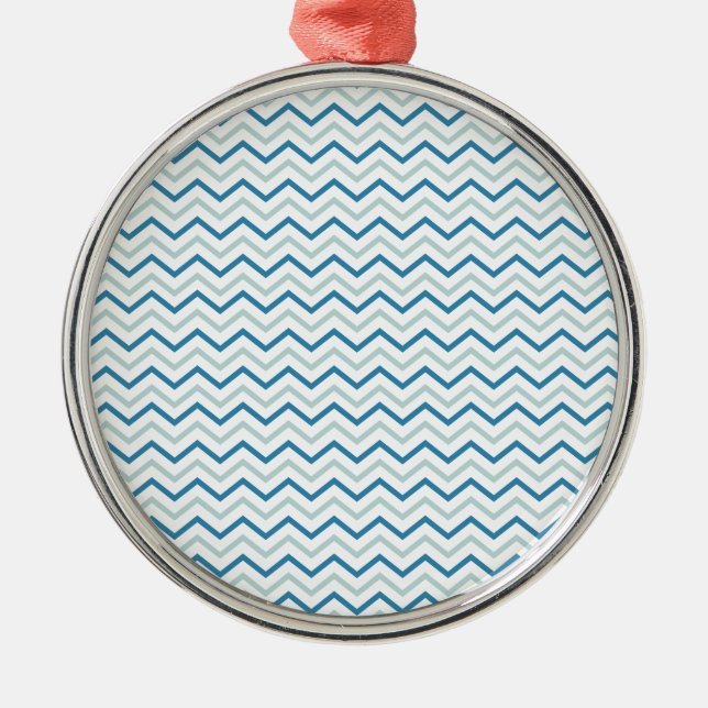 Aqua Blue Chevron Pattern Metal Tree Decoration (Front)