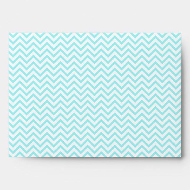 Aqua Blue Chevron Zigzag and Teal Diamond Pattern Envelope (Front)