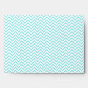 Aqua Blue Chevron Zigzag and Teal Diamond Pattern Envelope
