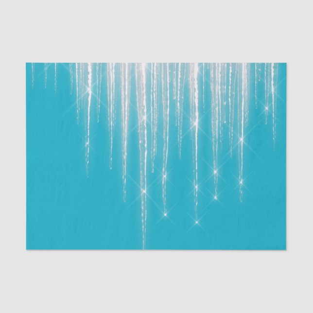 Aqua Blue Christmas Icicles Tissue Paper (Front)
