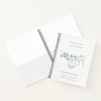 Aqua Blue Clothesline Boy Baby Shower Guestbook