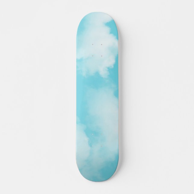 Aqua blue clouds skateboard (Front)
