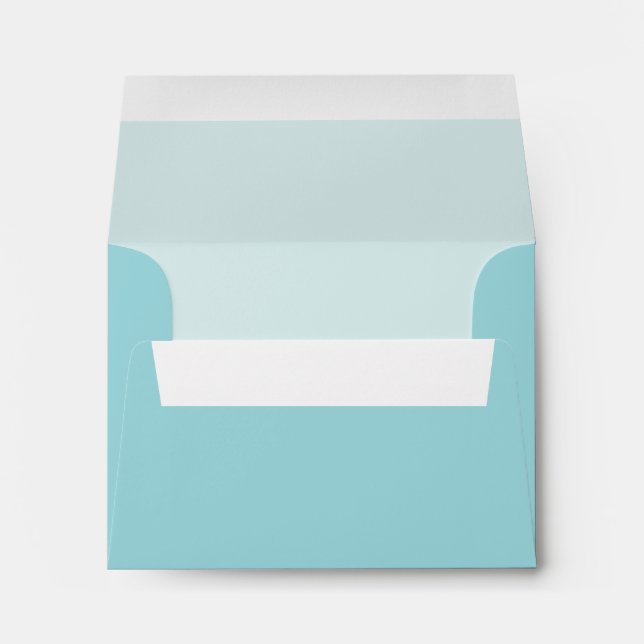 Aqua Blue Custom Envelope with Pre-Printed Address (Back (Bottom))