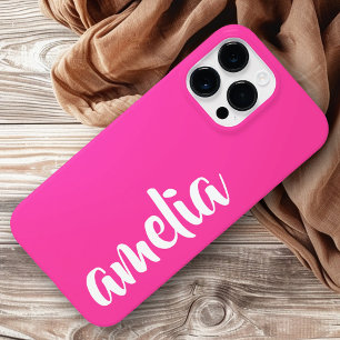 Aqua blue custom name script bold hot pink Case-Mate iPhone 14 pro max case