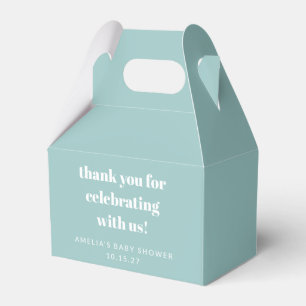 Aqua Blue Cute Custom Baby Shower Thank You Favour Box