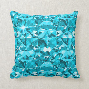 Aqua Blue Diamond Bling Pattern Cushion