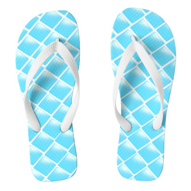 Aqua Blue Diamond Design Thongs (Footbed)
