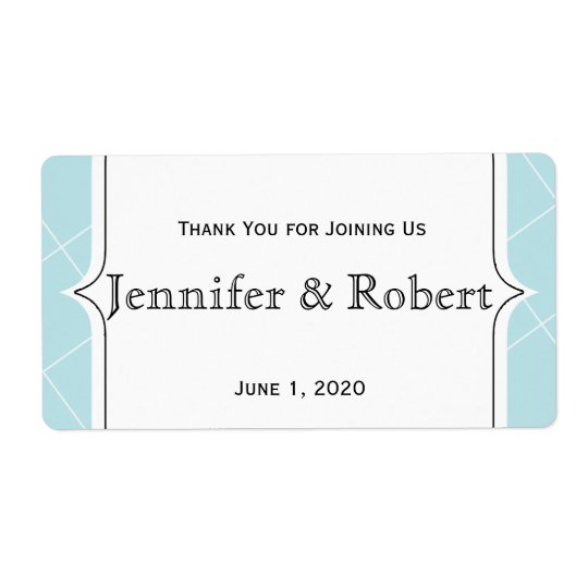 Aqua Blue Diamond Scallop Water Bottle Label Shipping Label