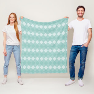 Aqua Blue Diamonds Circuit Argyle Pattern Fleece Blanket