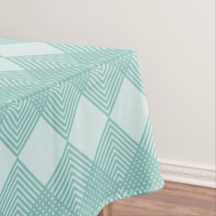 Aqua Blue Diamonds Circuit Board Pattern Tablecloth
