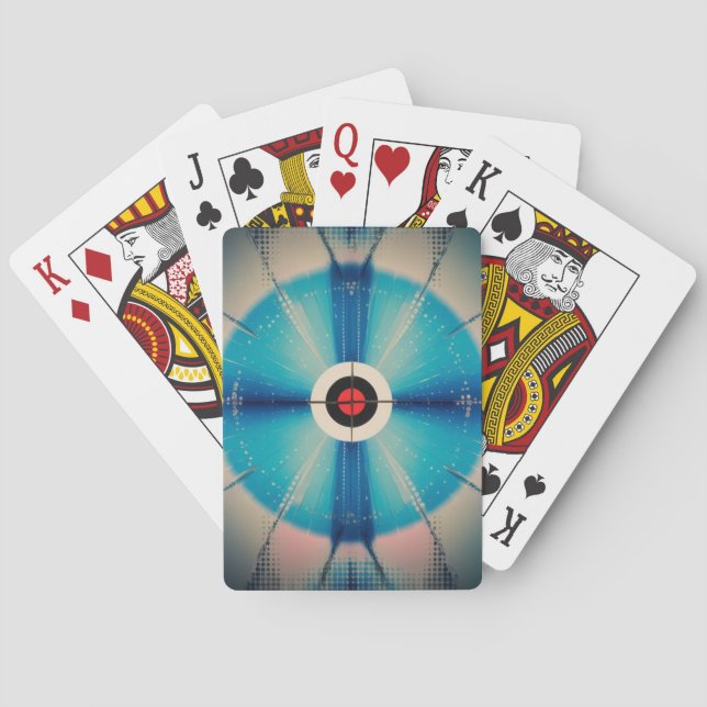 Aqua Blue Dot Grid Abstract Deck Playing Cards (Back)