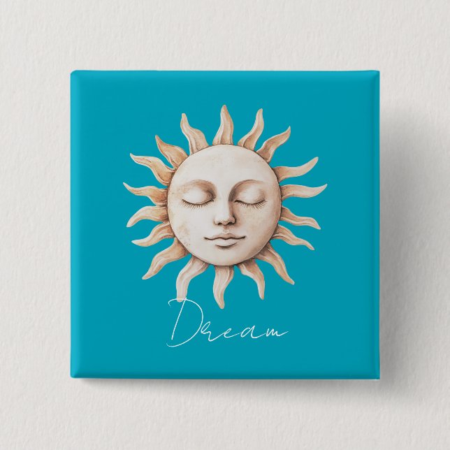 Aqua Blue dream Sicilian sun 15 Cm Square Badge (Front)
