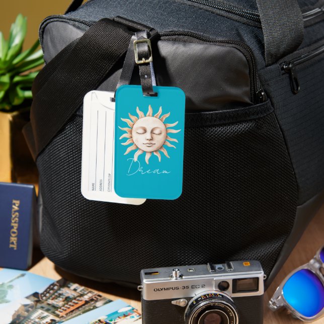Aqua Blue dream Sicilian sun Luggage Tag (Front & Back)