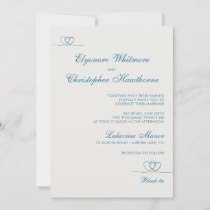 Aqua Blue Elegant Chic Calligraphy Wedding Invitation