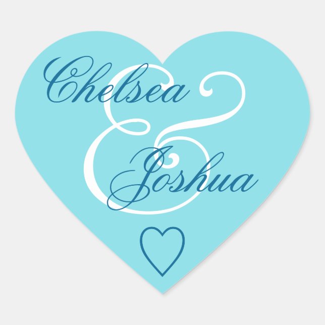 Aqua Blue Envelope Seal Wedding Heart V08 (Front)
